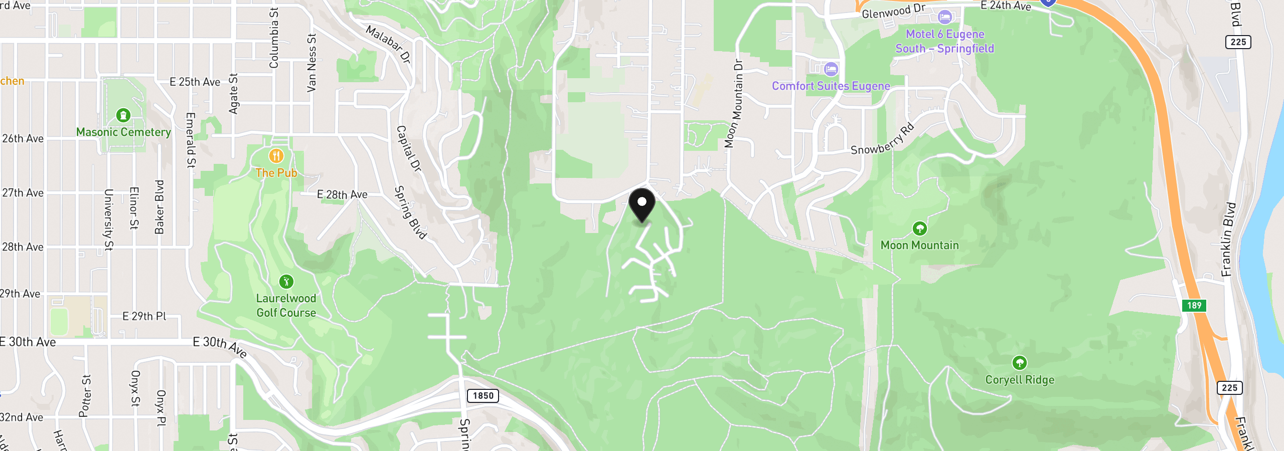 Map showing the location of 3026 Hendricks Hill Dr, Eugene, OR 97403