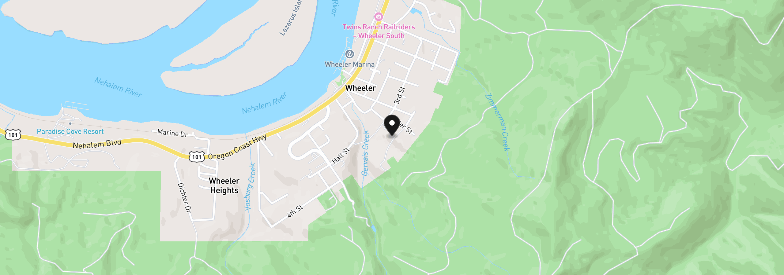 Map showing the location of 3rd, Wheeler, OR 97147