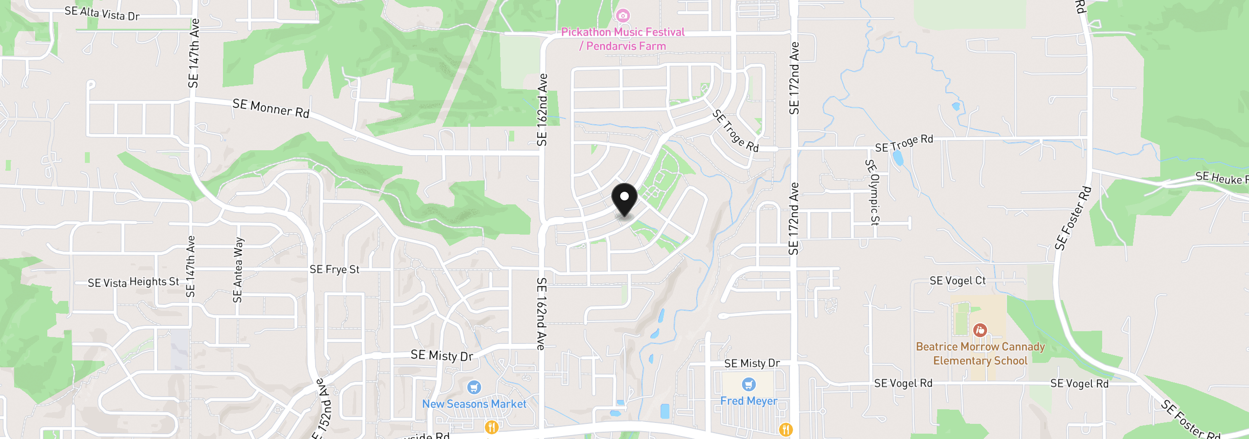 Map showing the location of 16545 SE Sunshower Pl, Happy Valley, OR 97086