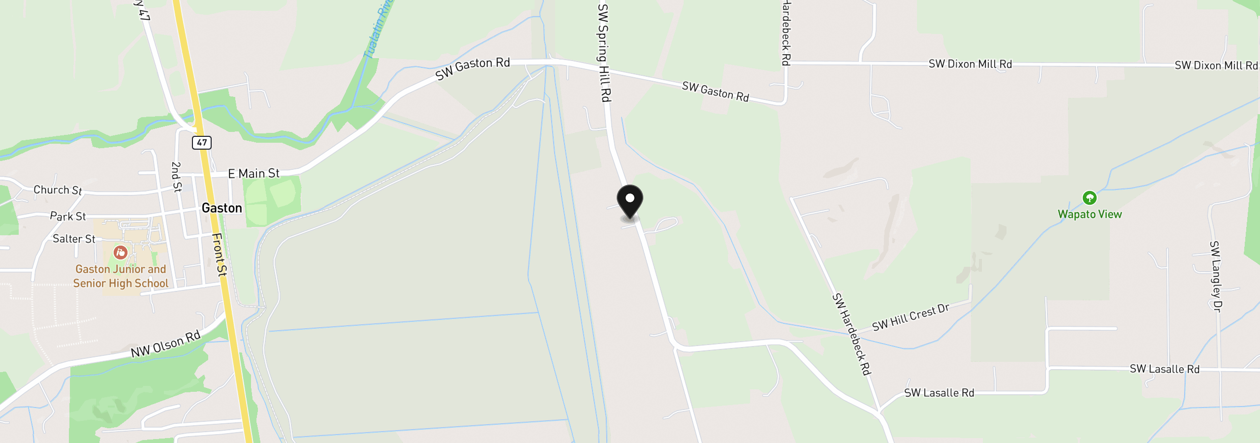 Map showing the location of 11661 SW Spring Hill Rd, Gaston, OR 97119
