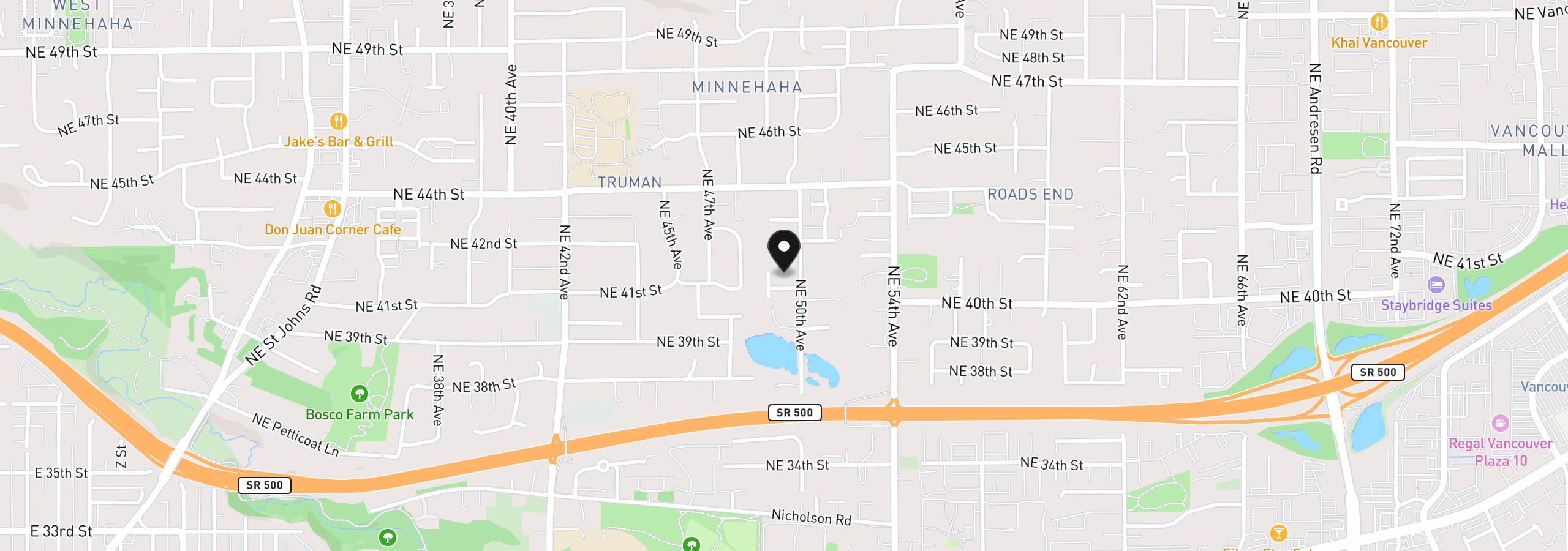 Map showing the location of 4900 NE 41st St, Vancouver, Wa 98661
