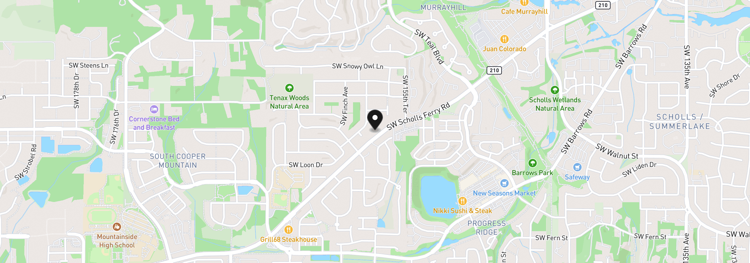 Map showing the location of 15717 SW Scholls Ferry Rd, Beaverton, OR 97007
