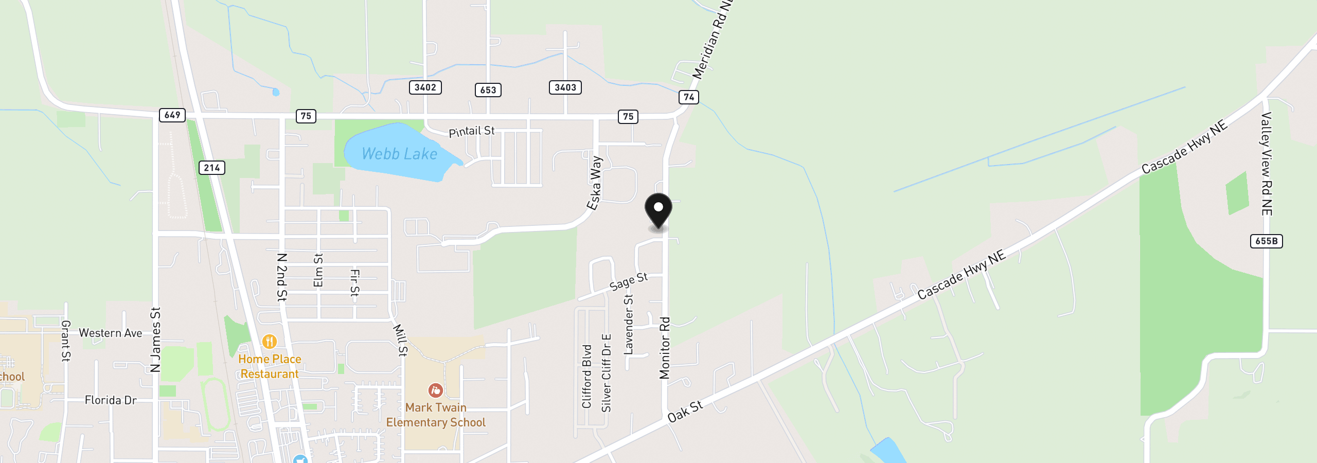 Map showing the location of 725 Thyme Loop, Silverton, OR 97381