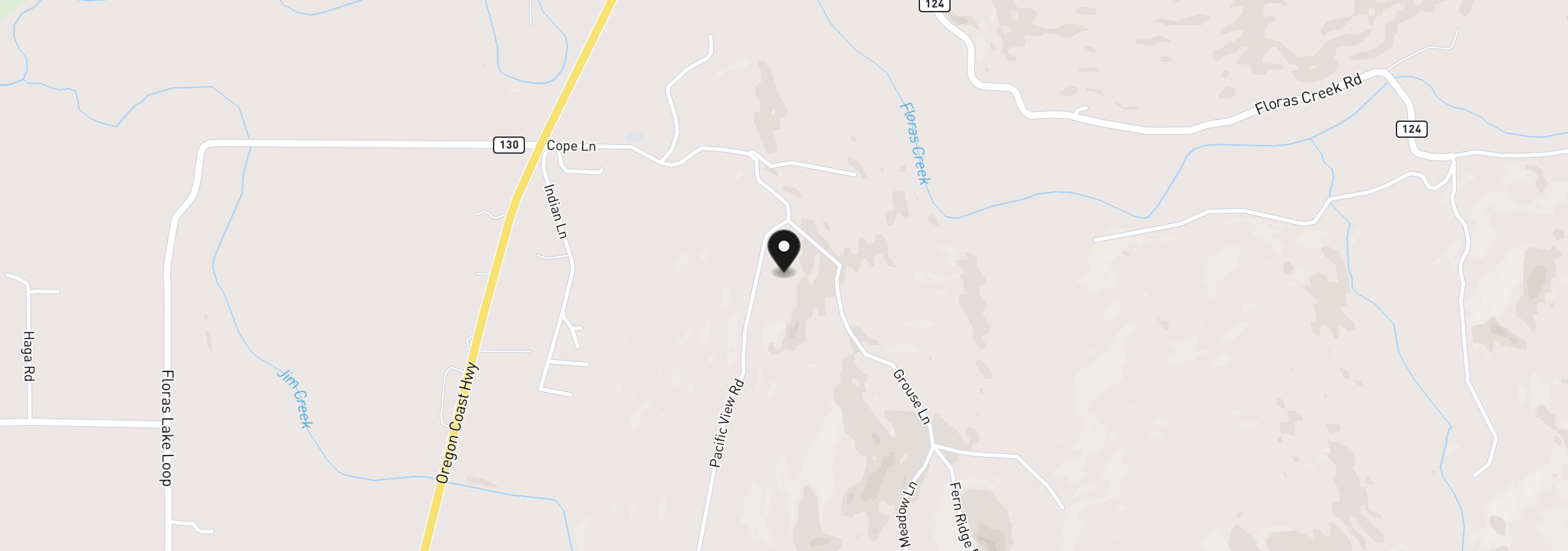 Map showing the location of Pacific View, Langlois, OR 97450
