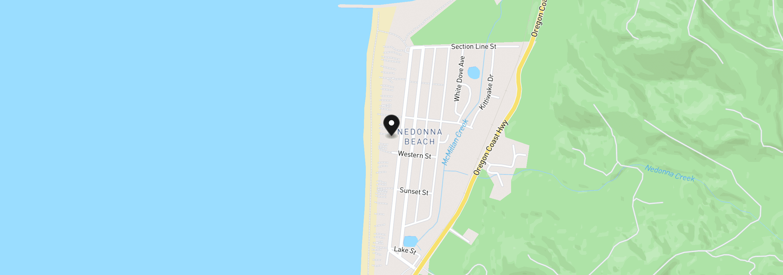 Map showing the location of 26280 Beach Dr, Rockaway Beach, OR 97136