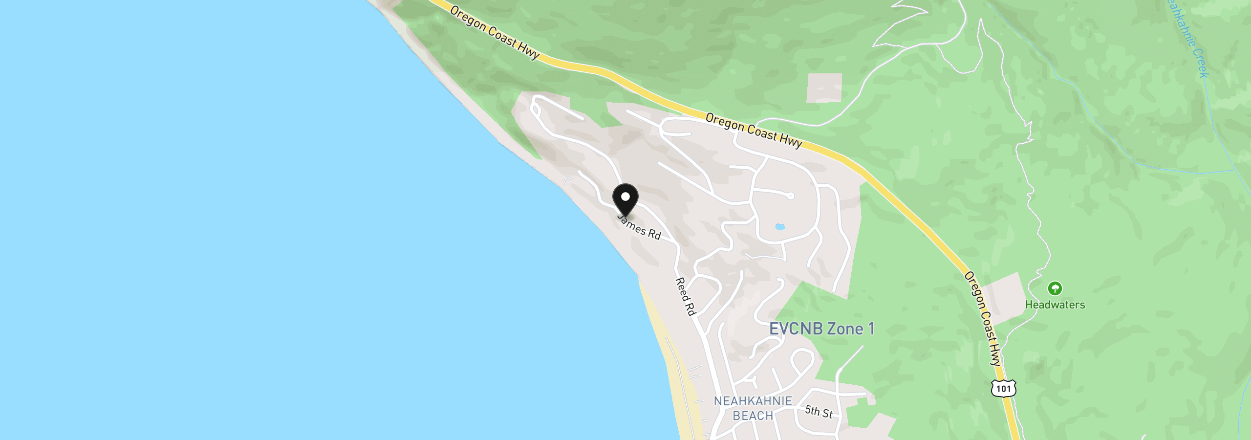 Map showing the location of James Rd, Manzanita, OR 97130