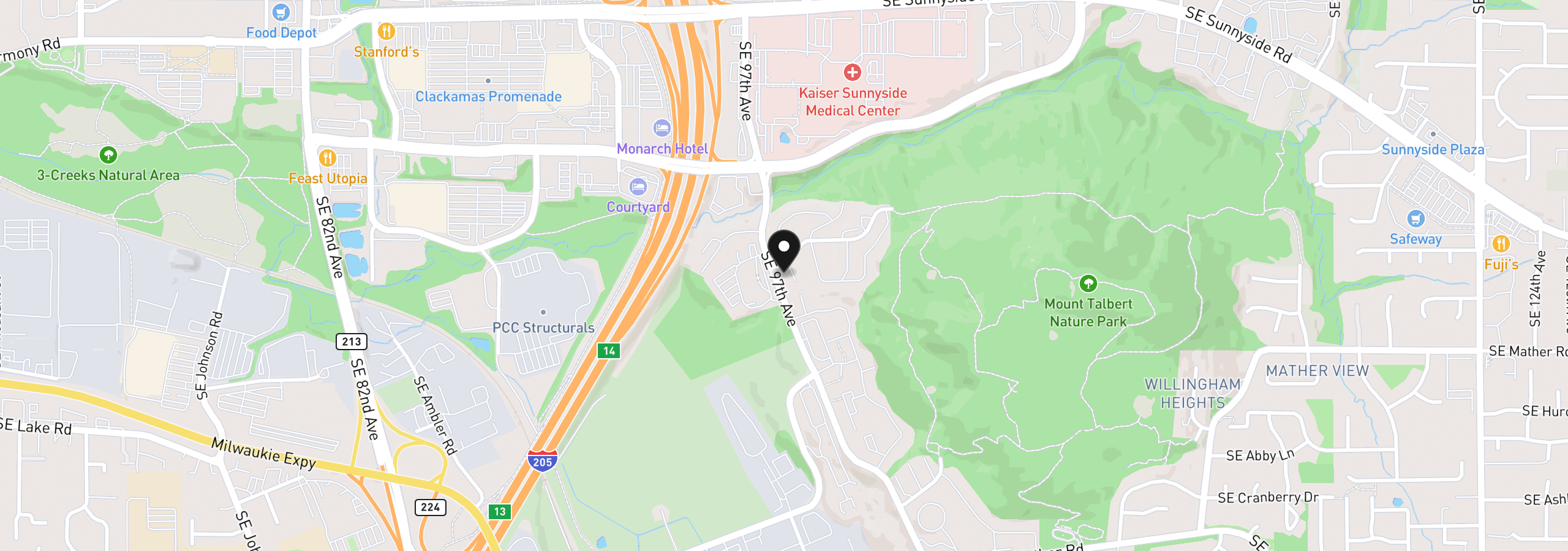 Map showing the location of 9752 SE Talbert St, Clackamas, OR 97015