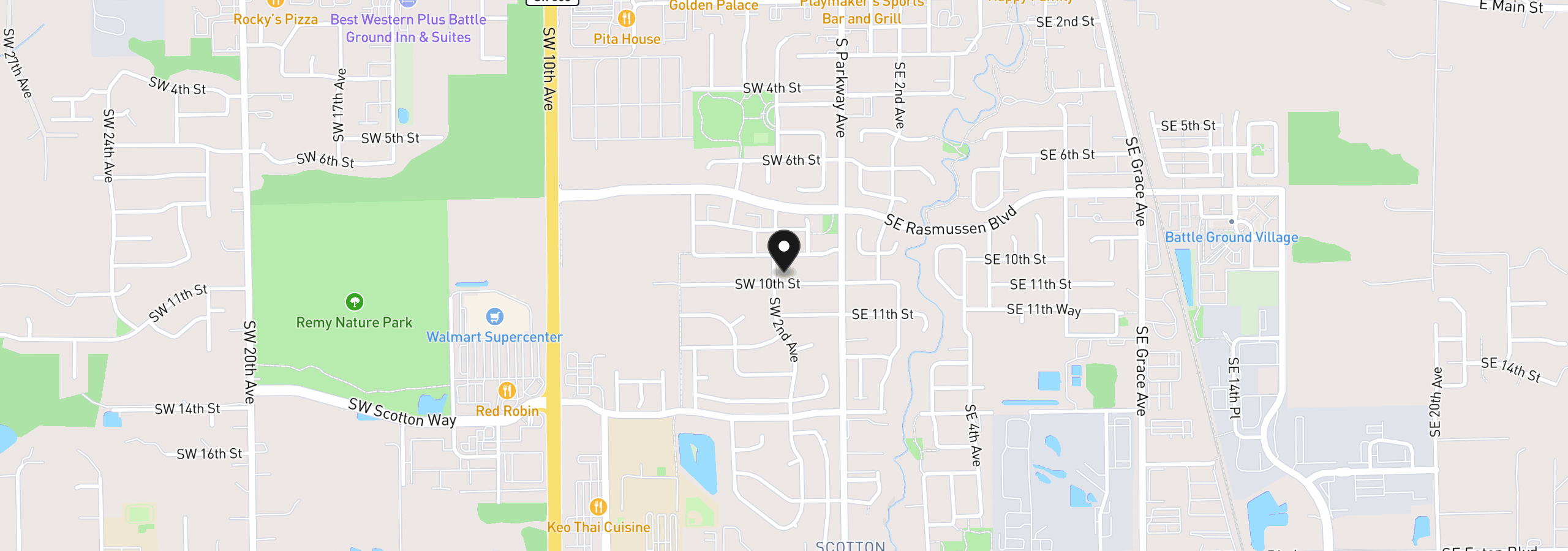 Map showing the location of 116 SW 10th St, Battle Ground, Wa 98604