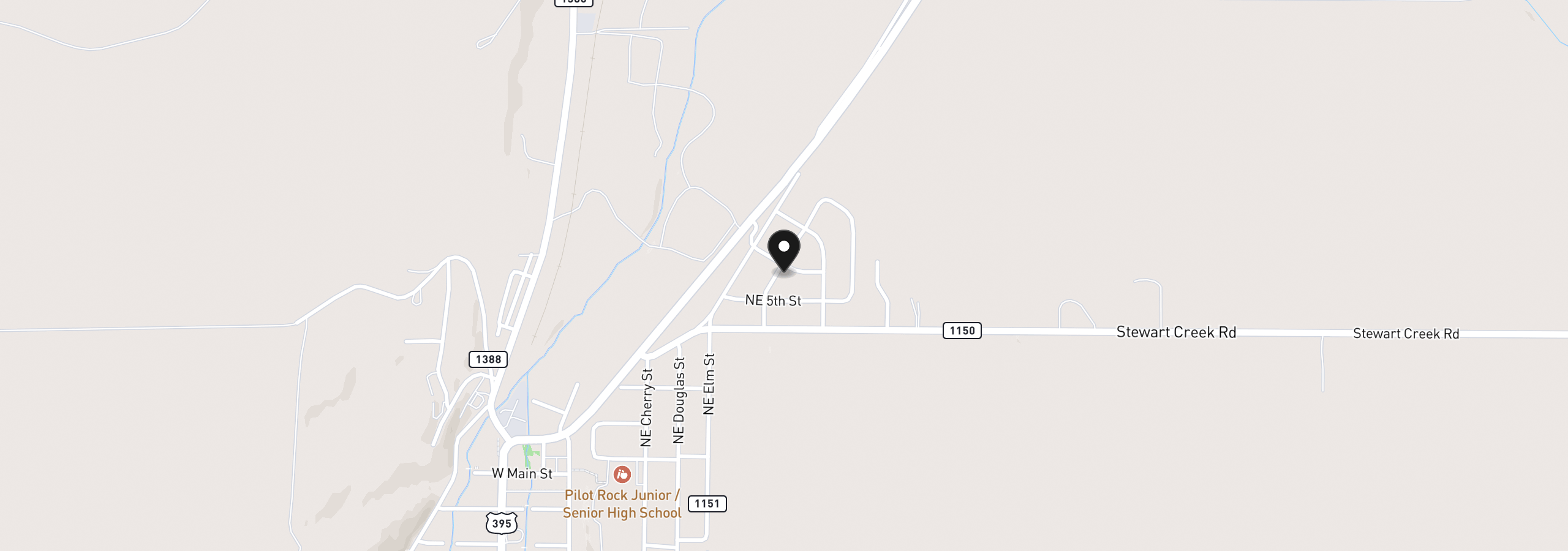 Map showing the location of 572 NE Fir St, Pilot Rock, OR 97868