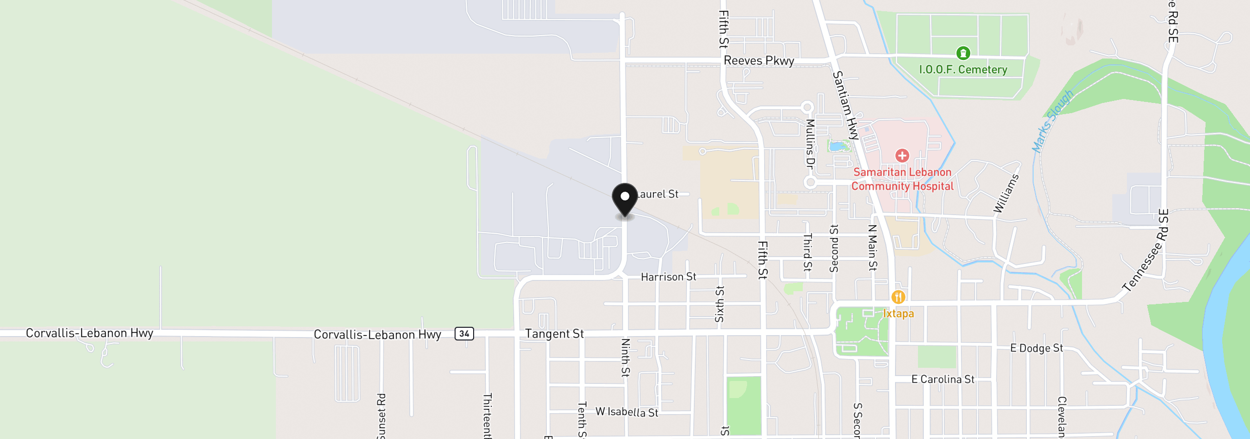 Map showing the location of Hansard Ave, Lebanon, OR 97355