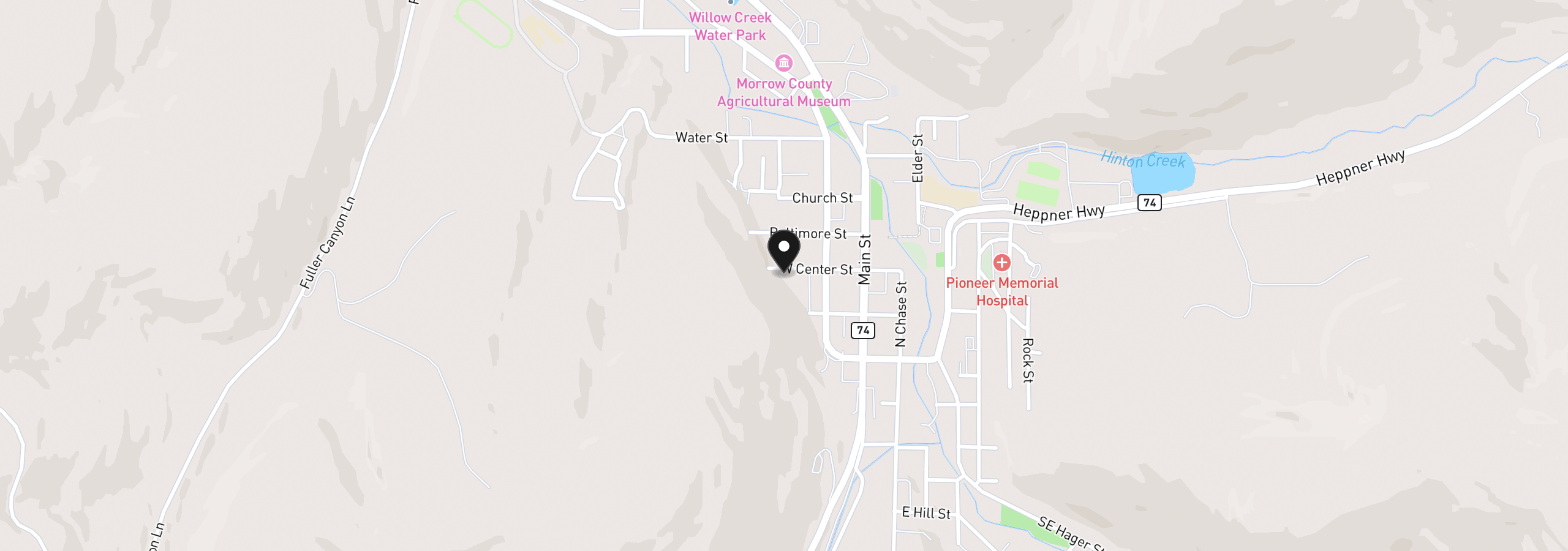 Map showing the location of 260 W Center St, Heppner, OR 97836
