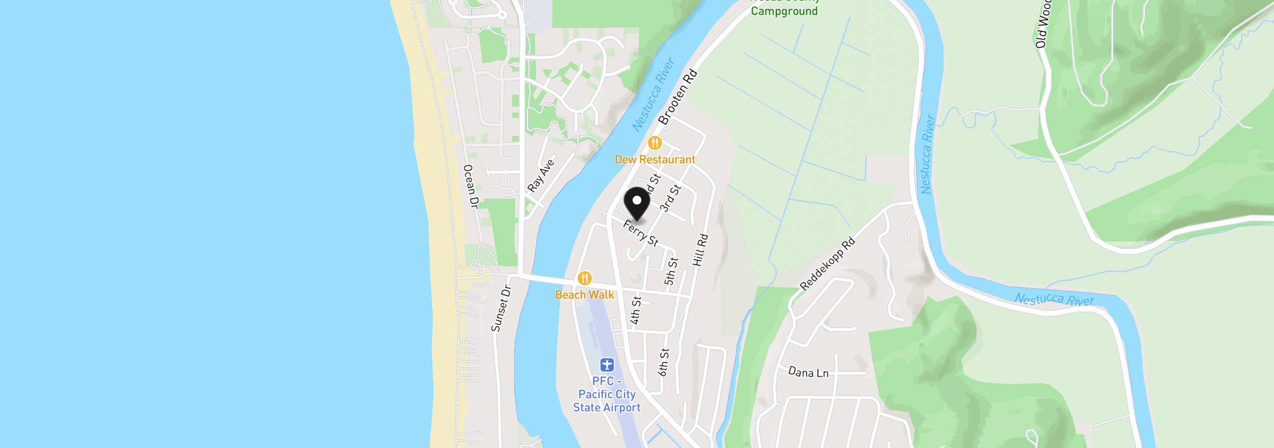 Map showing the location of 6420 Ferry St, Pacific City, OR 97135