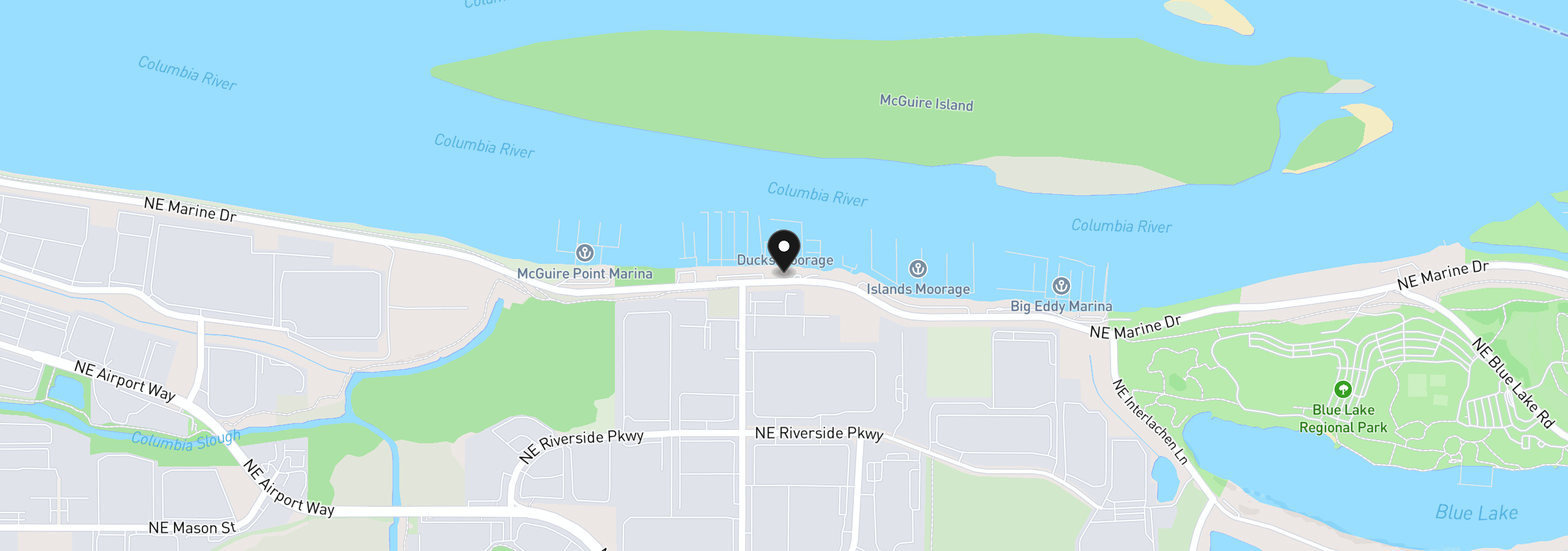 Map showing the location of 18699 NE Marine Dr C5, Portland, OR 97230