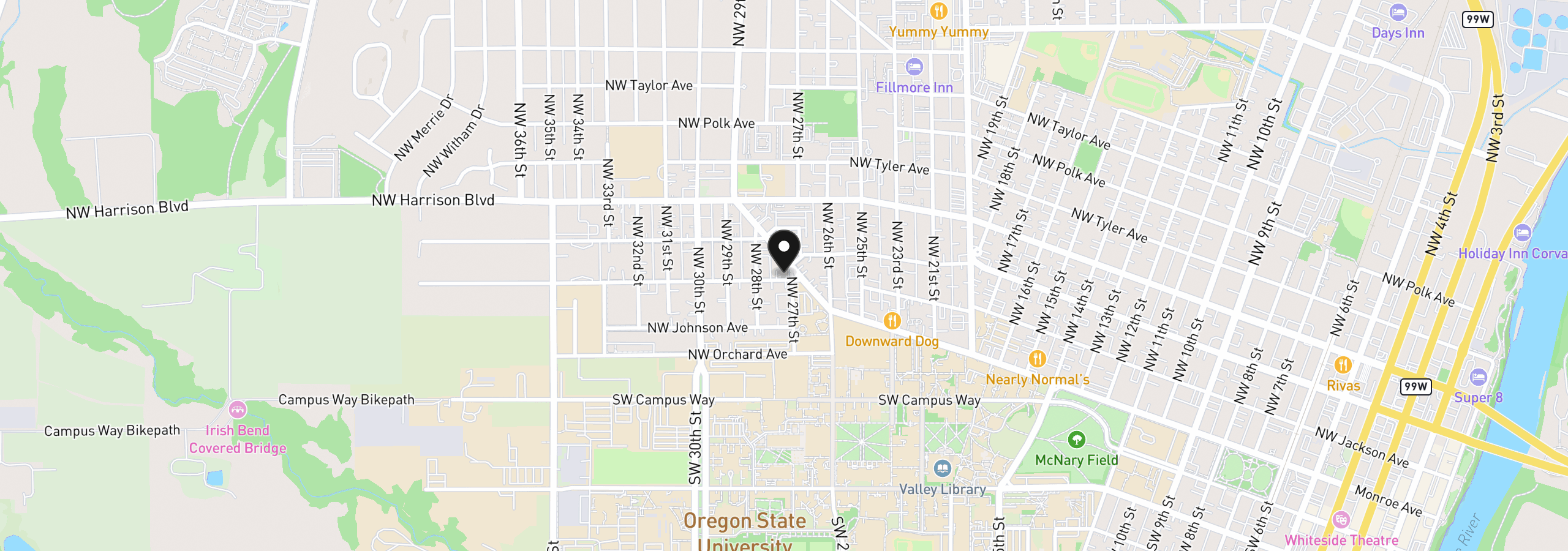 Map showing the location of 204 NW 27th St, Corvallis, OR 97330