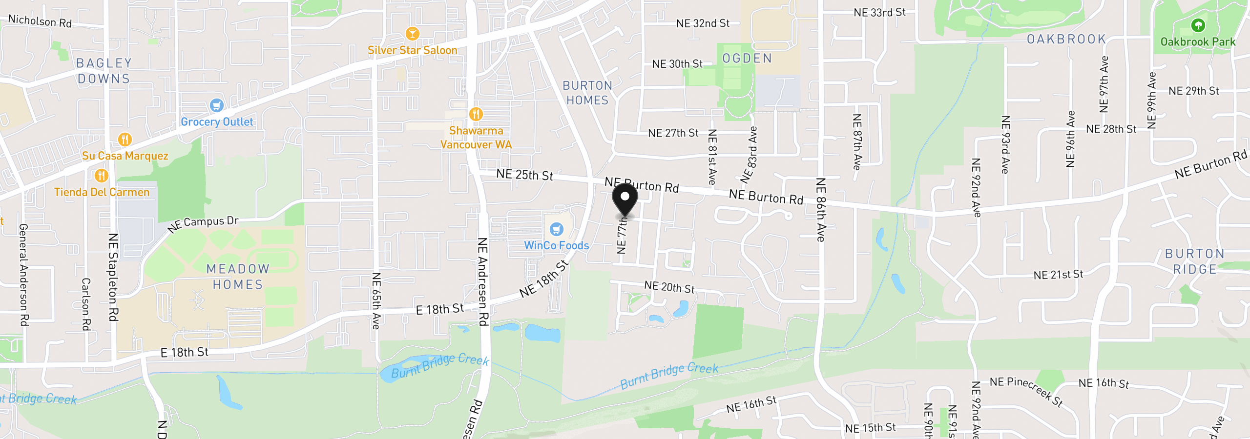 Map showing the location of 2120 NE 77th Ave, Vancouver, Wa 98664