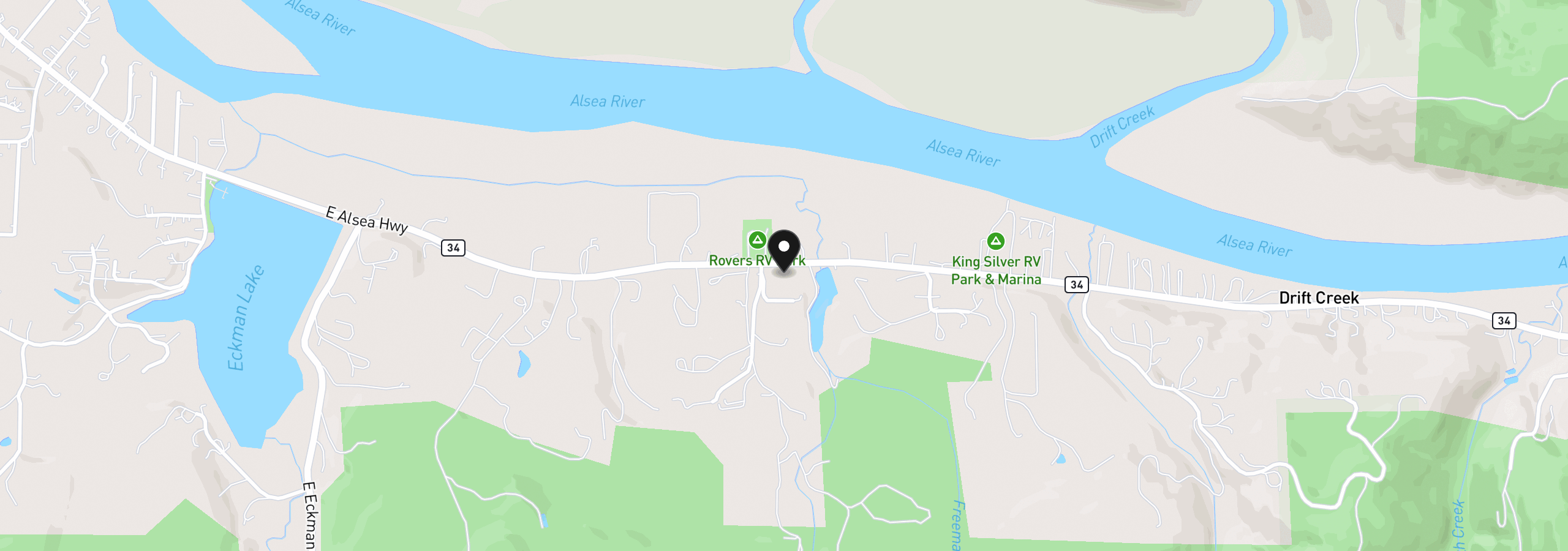 Map showing the location of 0000 Alsea Highway, Waldport, OR 97394