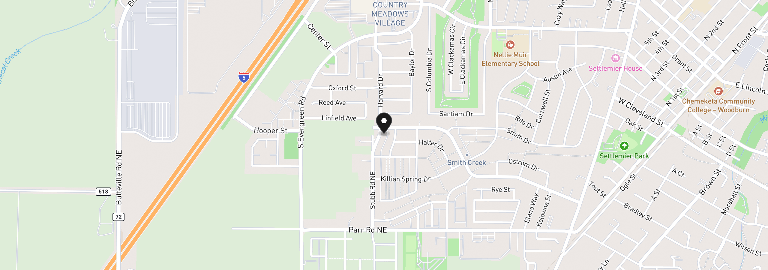 Map showing the location of 520 Stubb Rd, Woodburn, OR 97071