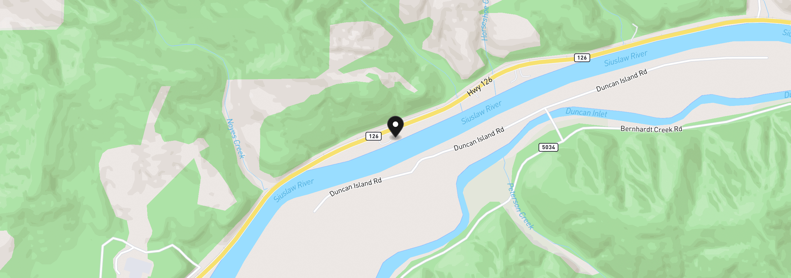 Map showing the location of 8136 Highway 126, Florence, OR 97439