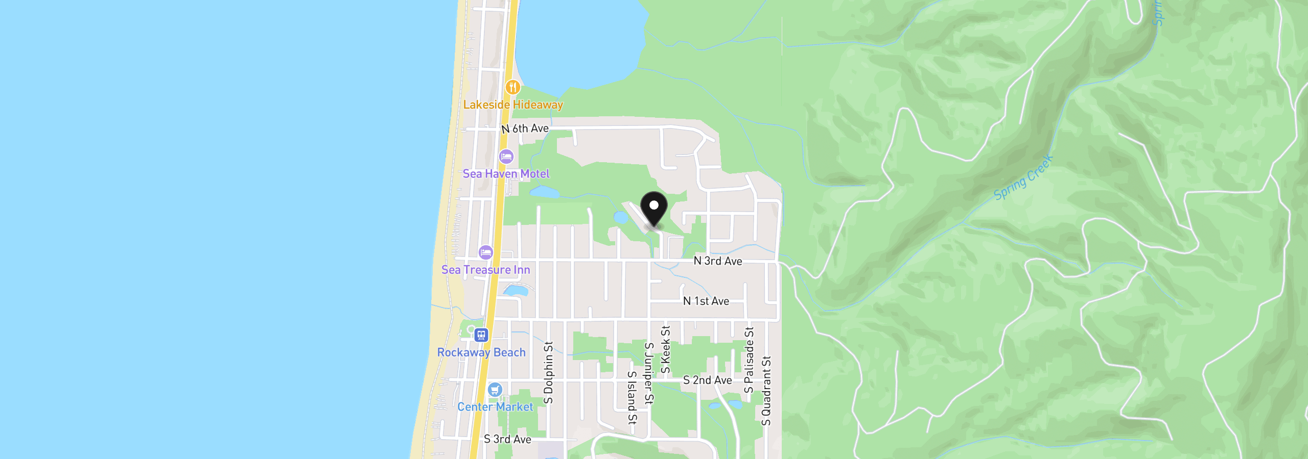 Map showing the location of Juniper Ct Lot 2, Rockaway Beach, OR 97136