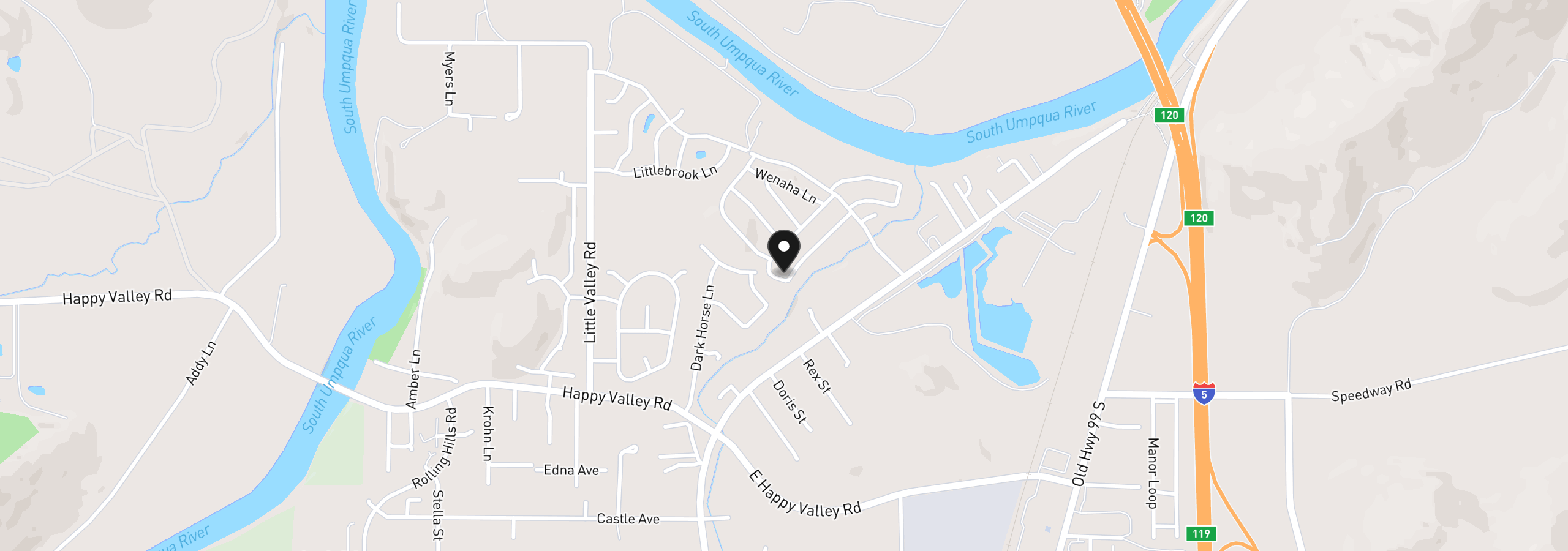 Map showing the location of 243 Owyhee Ln, Roseburg, OR 97470