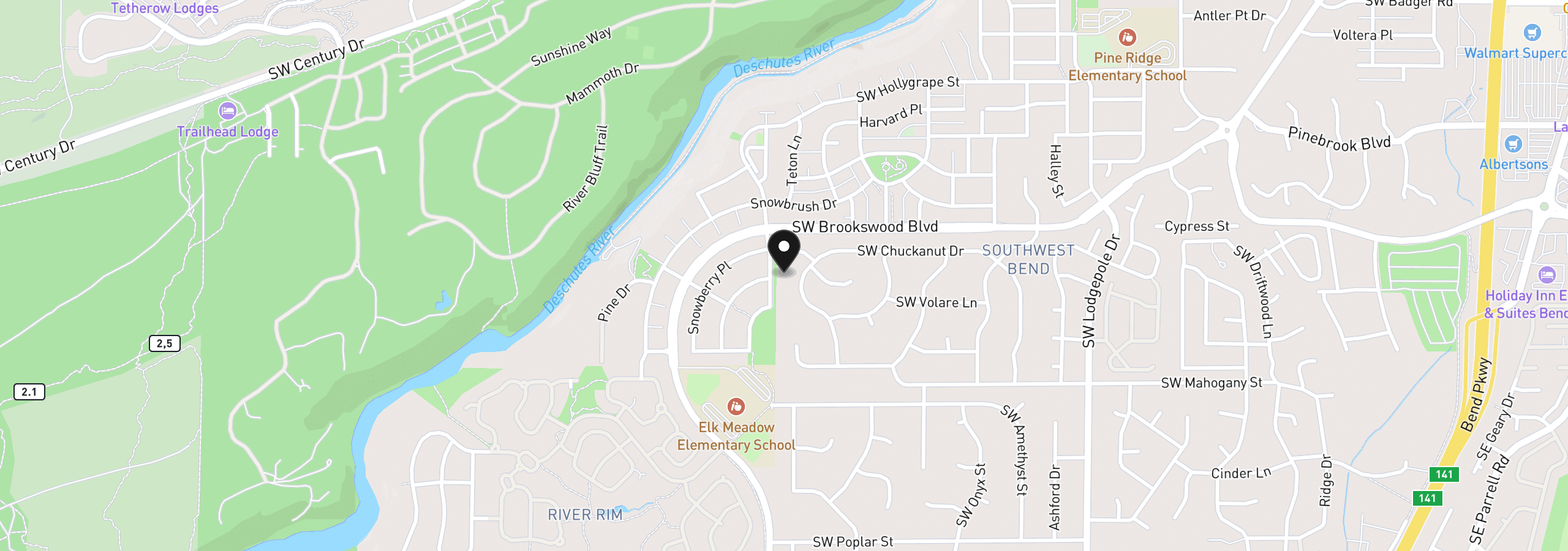 Map showing the location of 61057 Chuckanut Dr, Bend, OR 97702