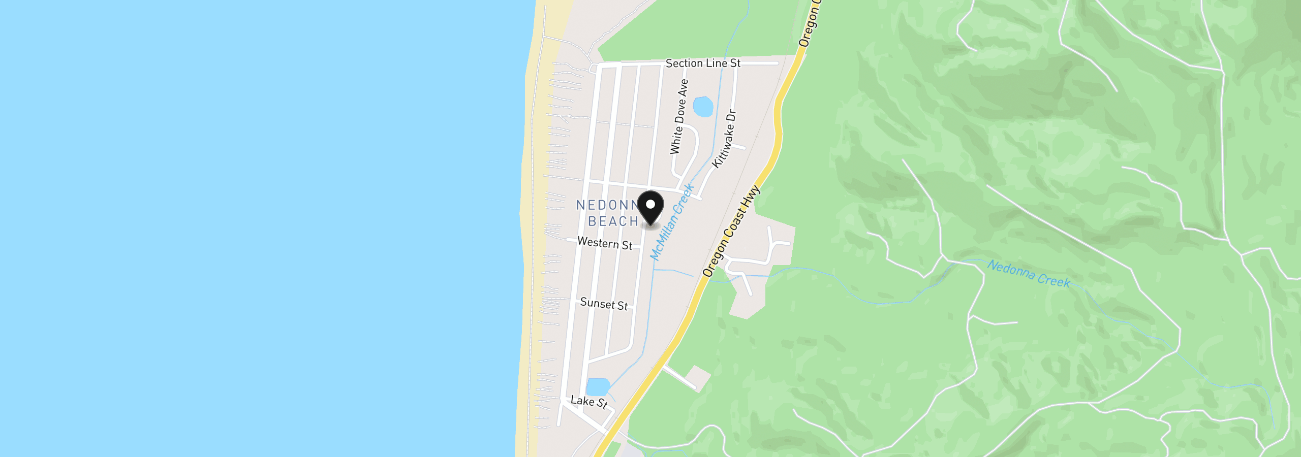 Map showing the location of 26265 David Ave, Rockaway Beach, OR 97136