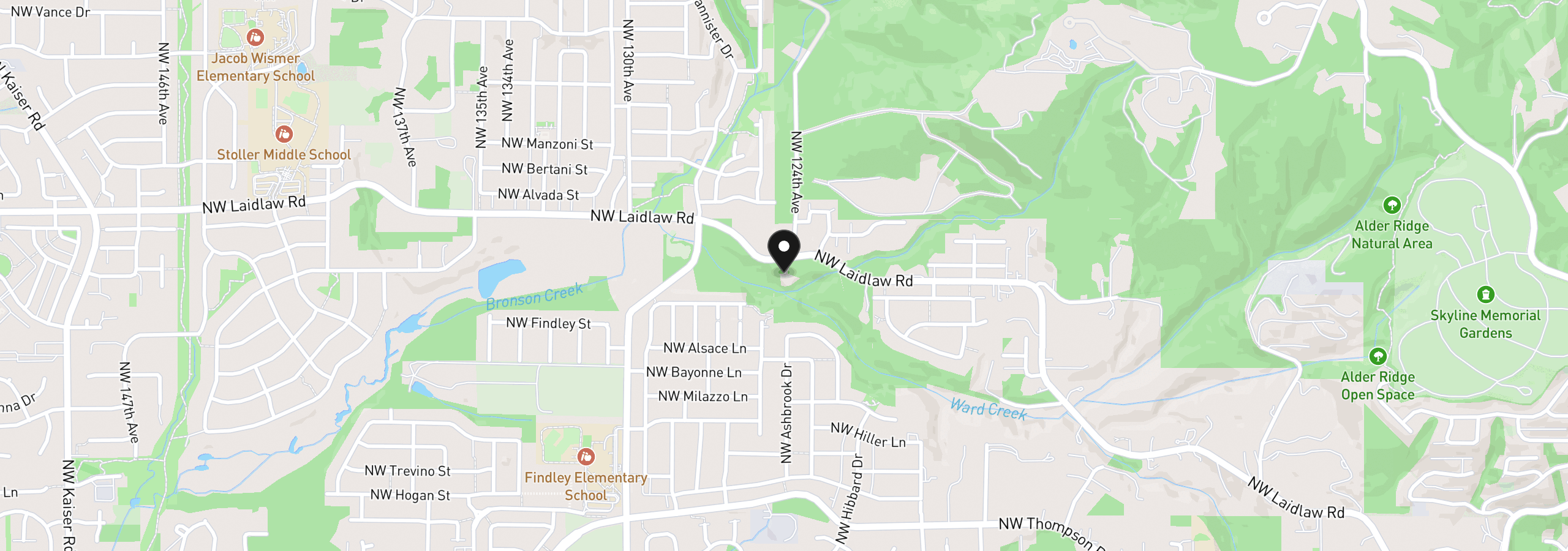 Map showing the location of 12440 NW Laidlaw Rd, Portland, OR 97229
