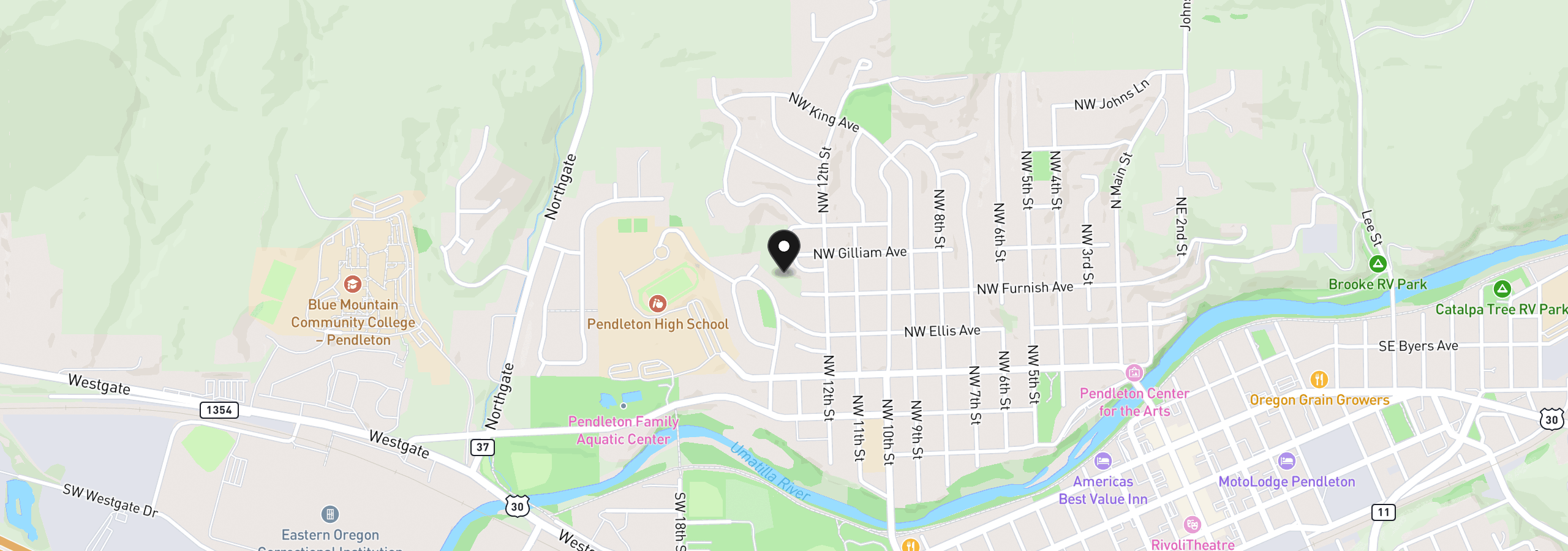 Map showing the location of 0 Tax Id 103567, Pendleton, OR 97801