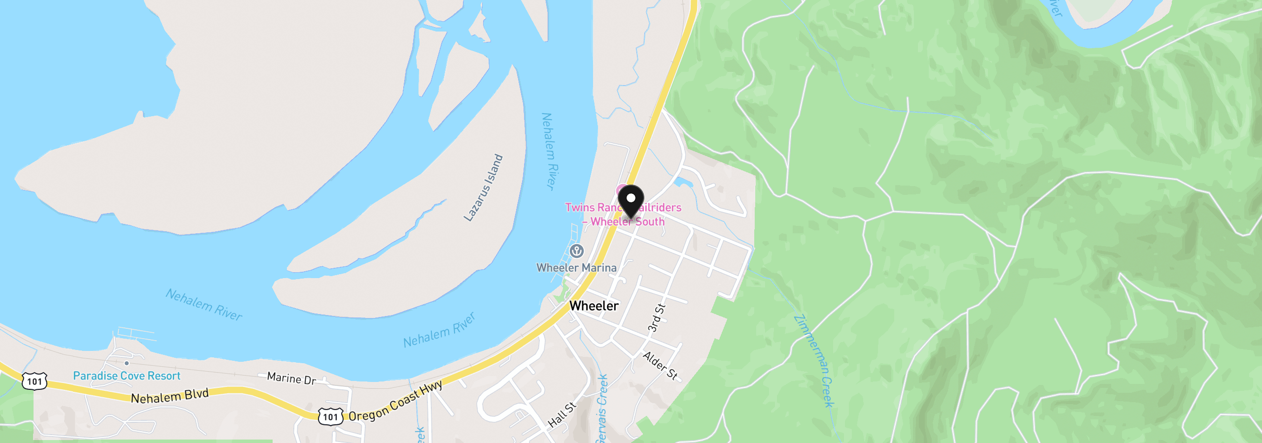 Map showing the location of 84 First St, Wheeler, OR 97147
