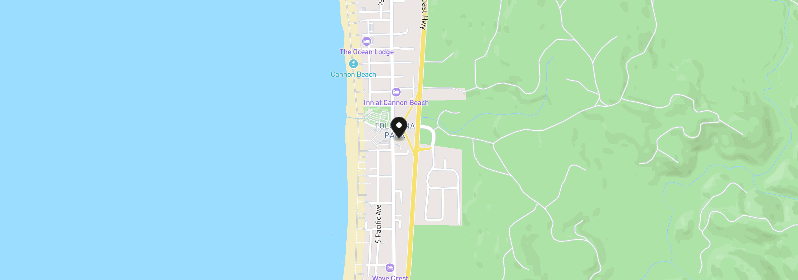 Map showing the location of 3407 S Hemlock St C6, Cannon Beach, OR 97110