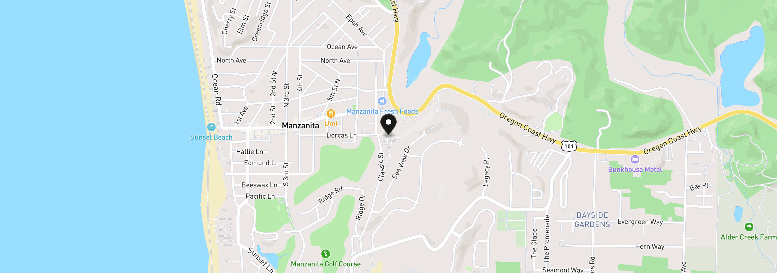 Map showing the location of Jackson Way Lot17, Manzanita, OR 97130