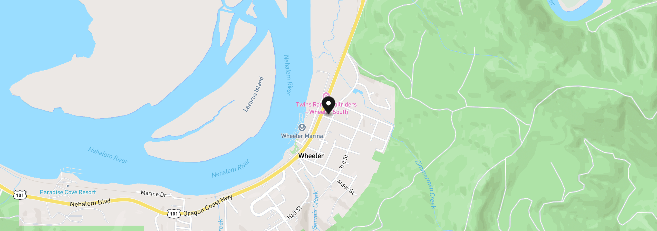 Map showing the location of 84 First St, Wheeler, OR 97147