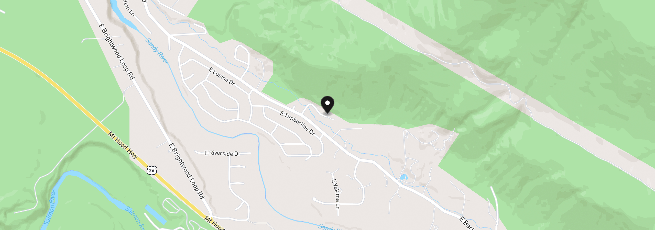 Map showing the location of 21561 E Hideaway Ln, Rhododendron, OR 97049