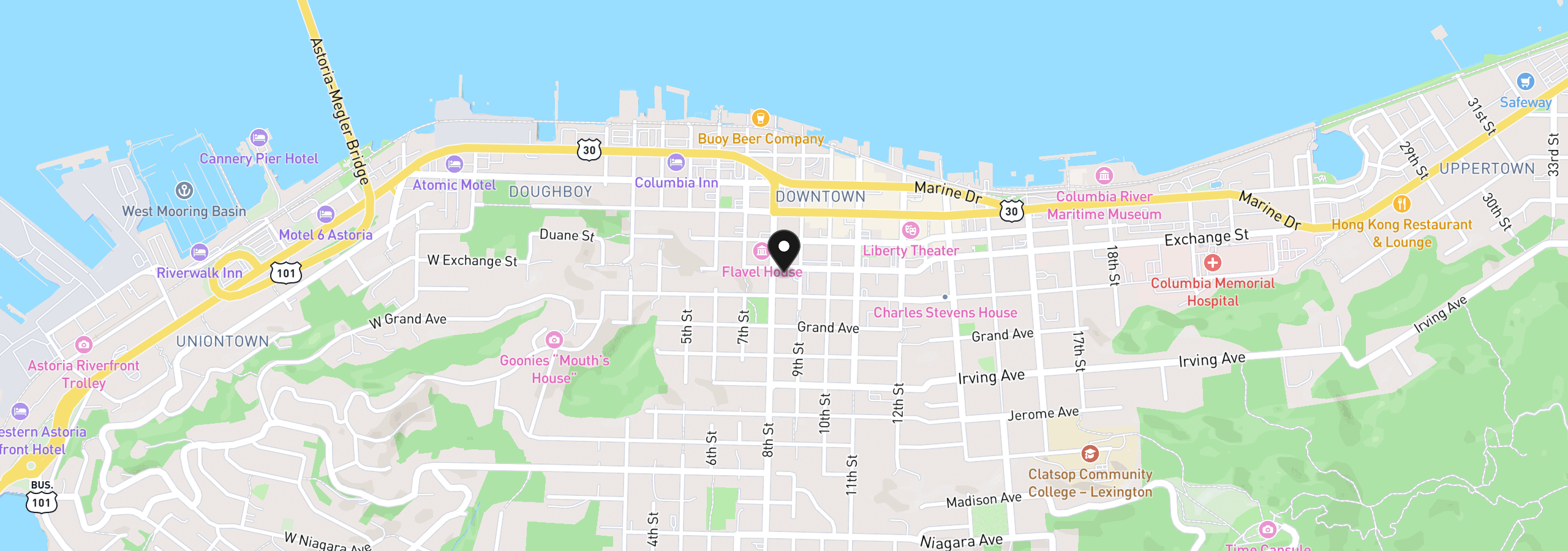 Map showing the location of 847 Exchange St, Astoria, OR 97103