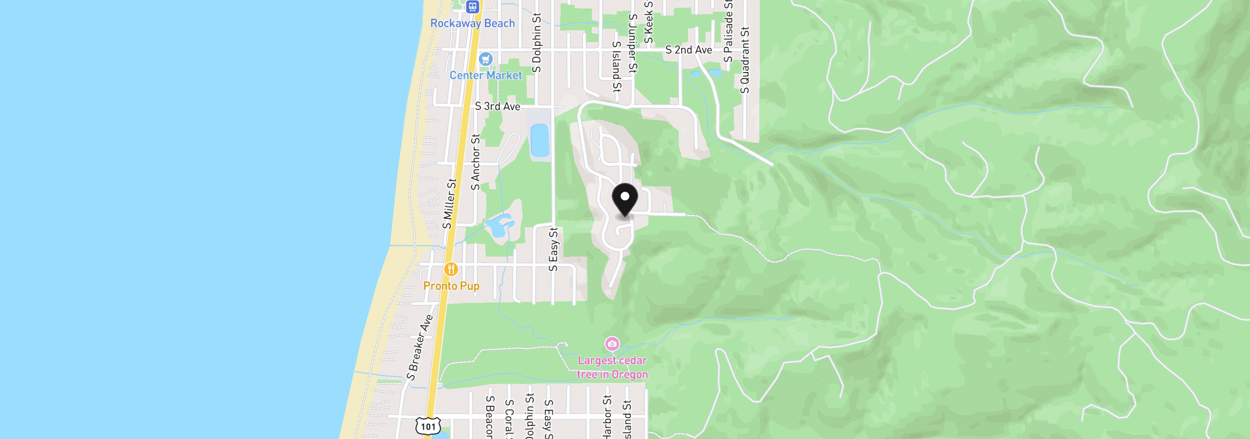 Map showing the location of Pacific View Dr, Rockaway Beach, OR 97136