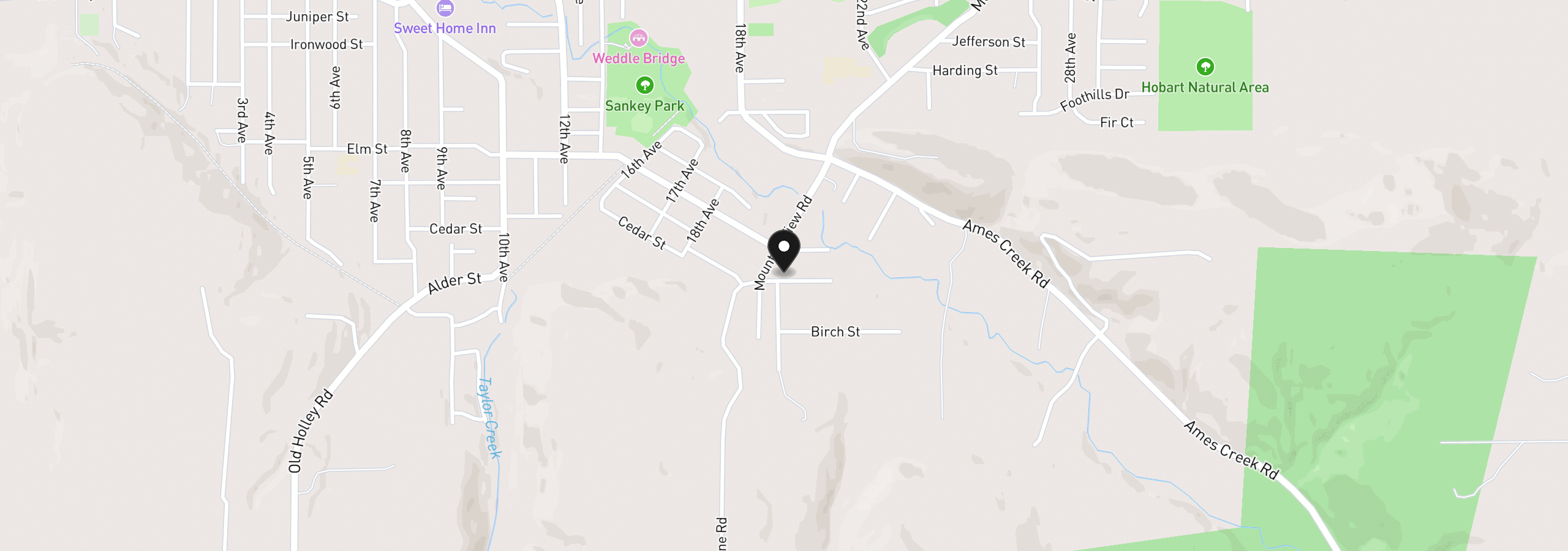 Map showing the location of 2320 Cedar St, Sweet Home, OR 97386