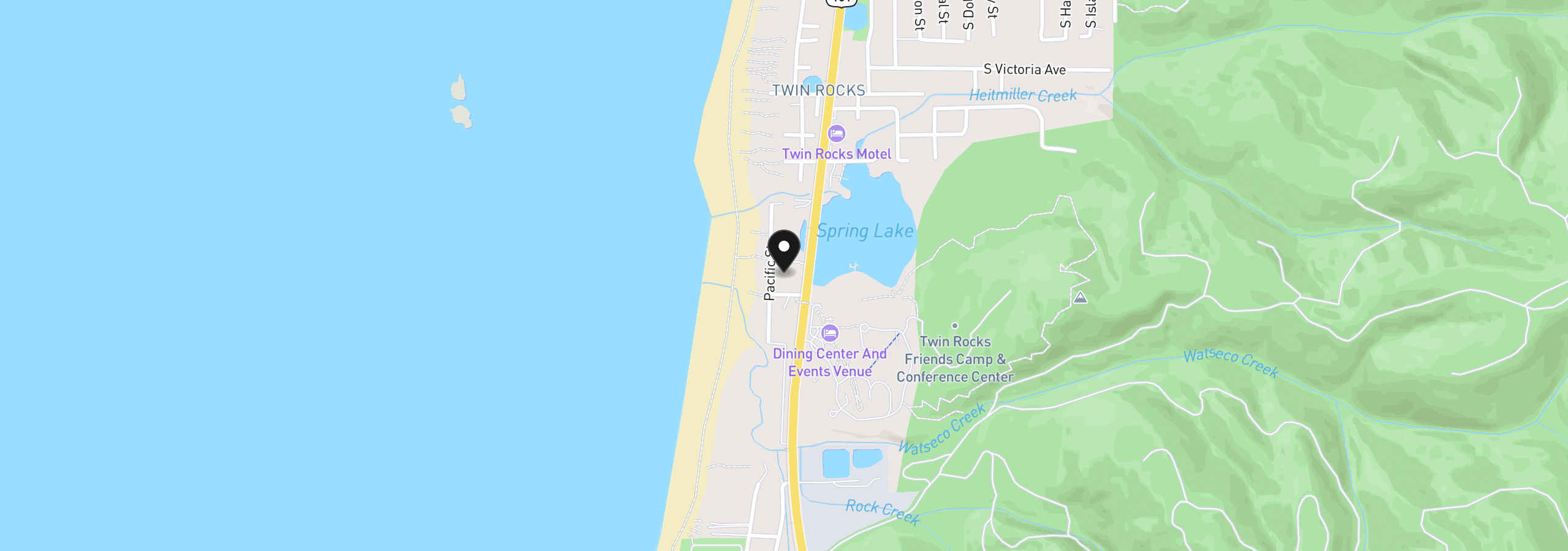 Map showing the location of 18620 Pacific St, Rockaway Beach, OR 97136