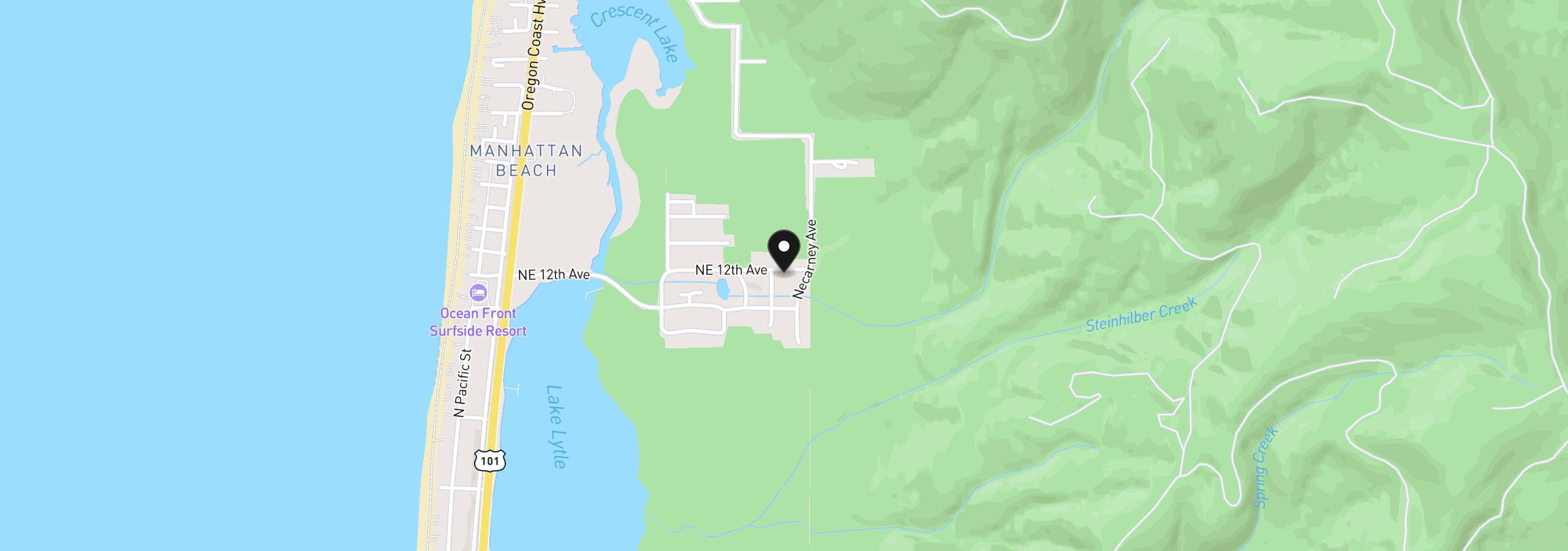 Map showing the location of 1089 NE 12th St, Rockaway Beach, OR 97136