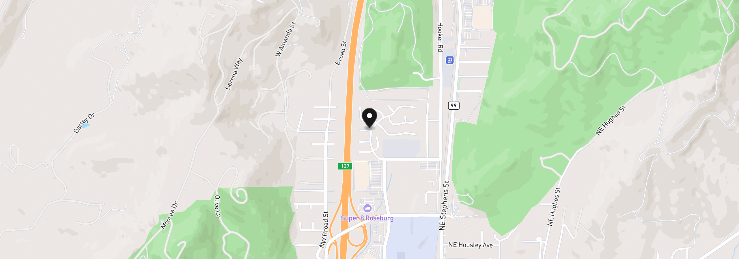 Map showing the location of 302 Shadow Ranch Ln, Roseburg, OR 97470