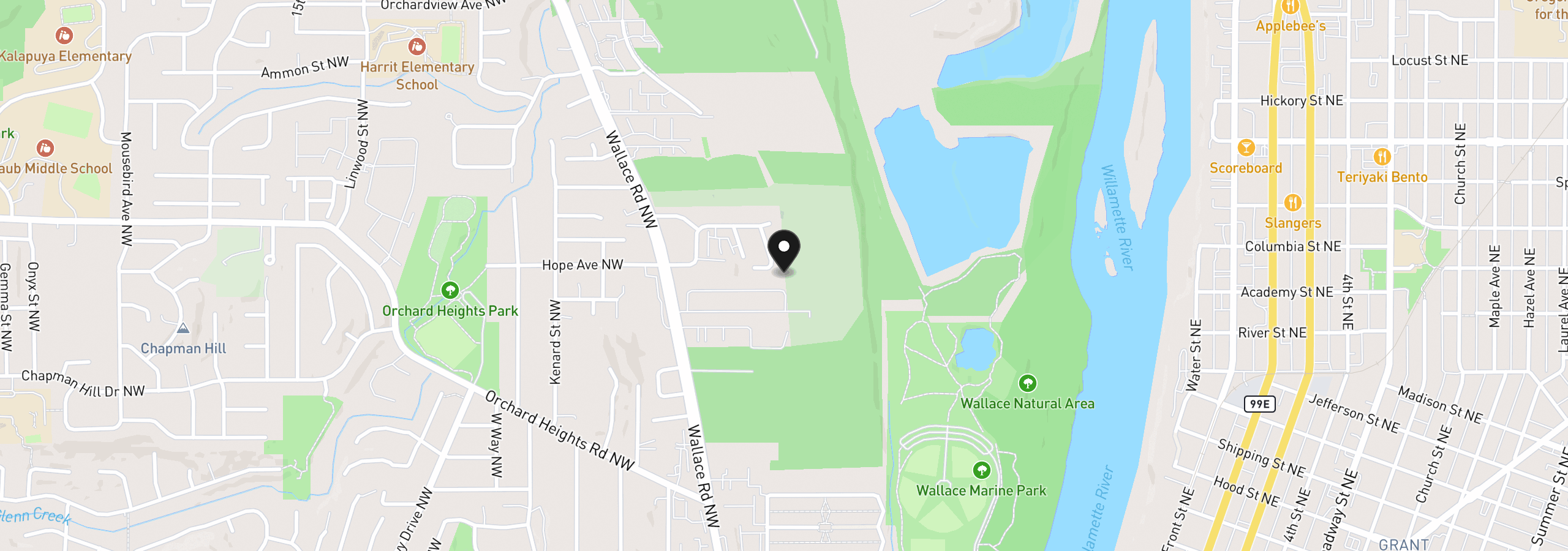 Map showing the location of 610 Crooked River Ave, Salem, OR 97304