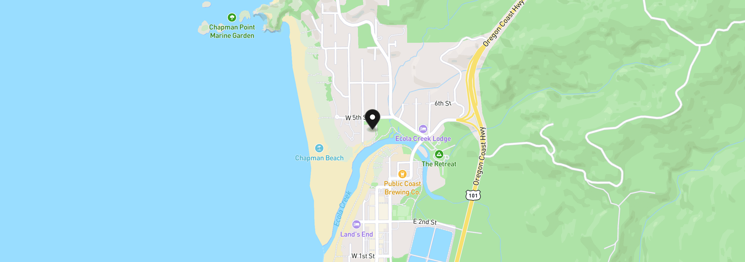Map showing the location of 464 N Hemlock St, Cannon Beach, OR 97110