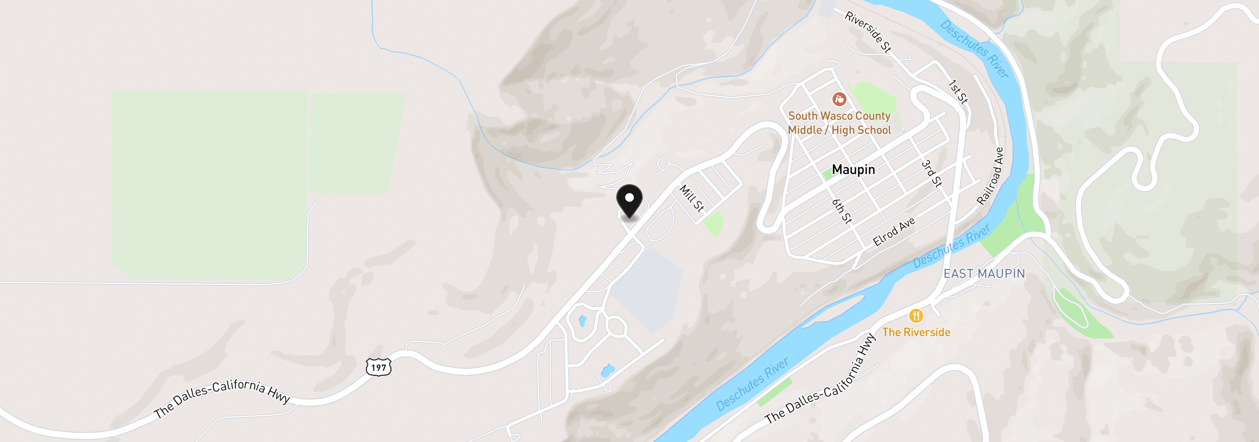 Map showing the location of 703 Spey Rd, Maupin, OR 97037