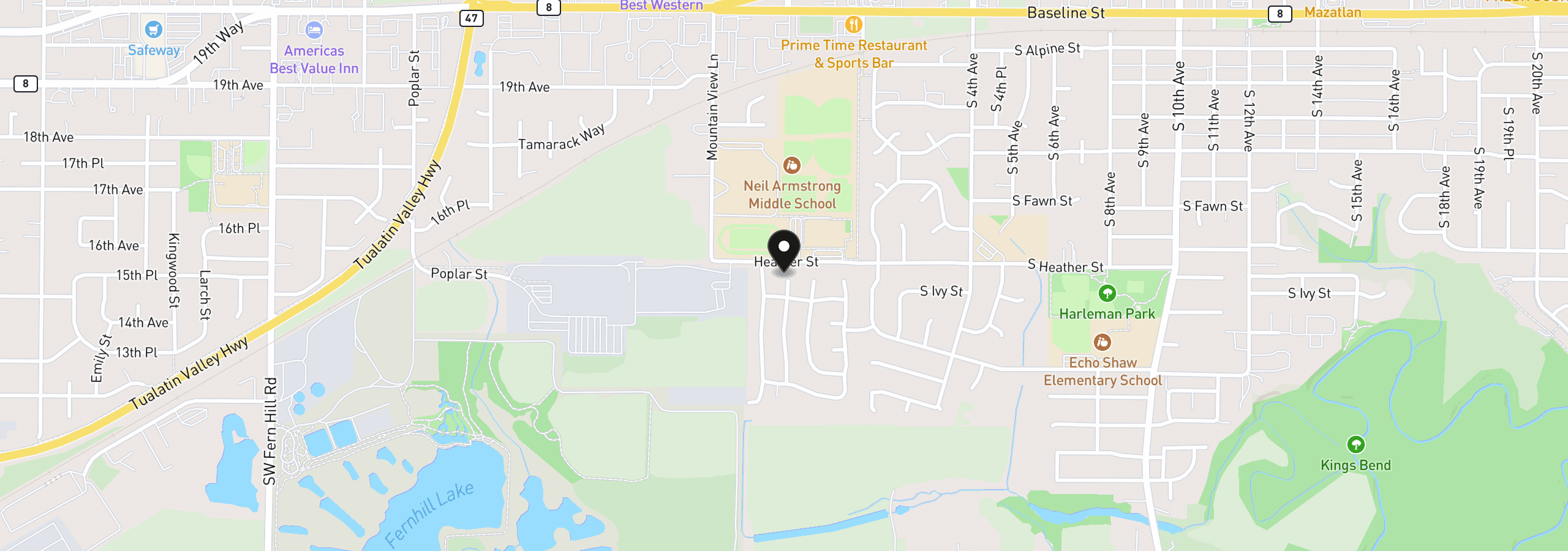Map showing the location of 1508 Pioneer Cir, Forest Grove, OR 97116