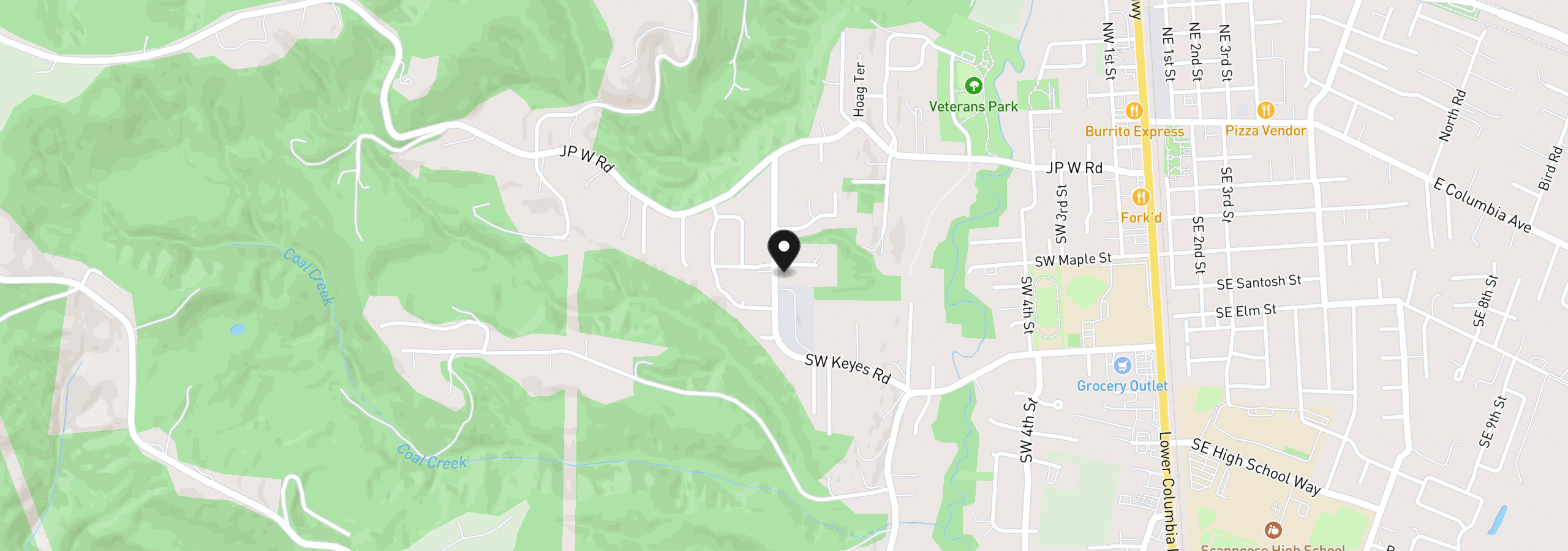 Map showing the location of 52260 SW Keys Rd, Scappoose, OR 97056