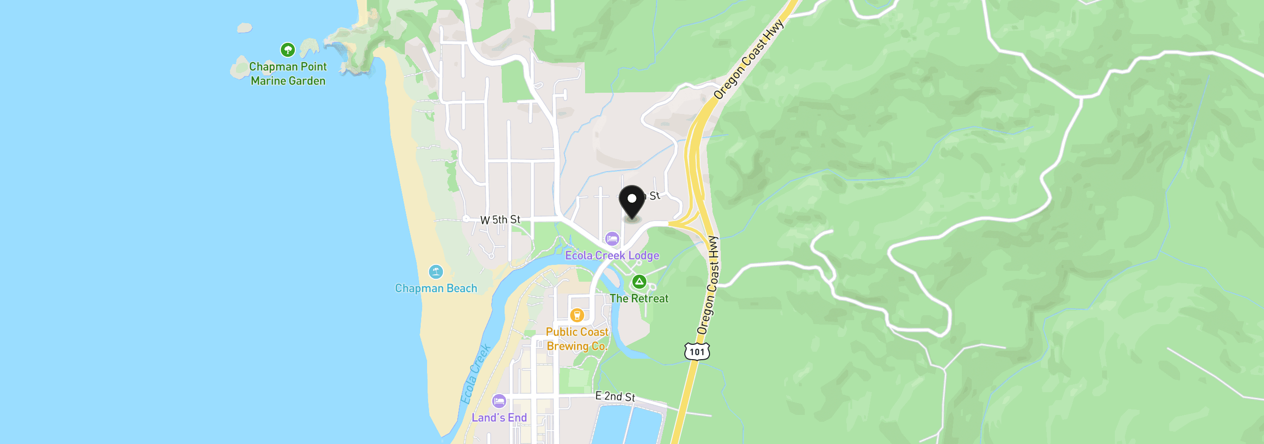 Map showing the location of N Beech St, Cannon Beach, OR 97110