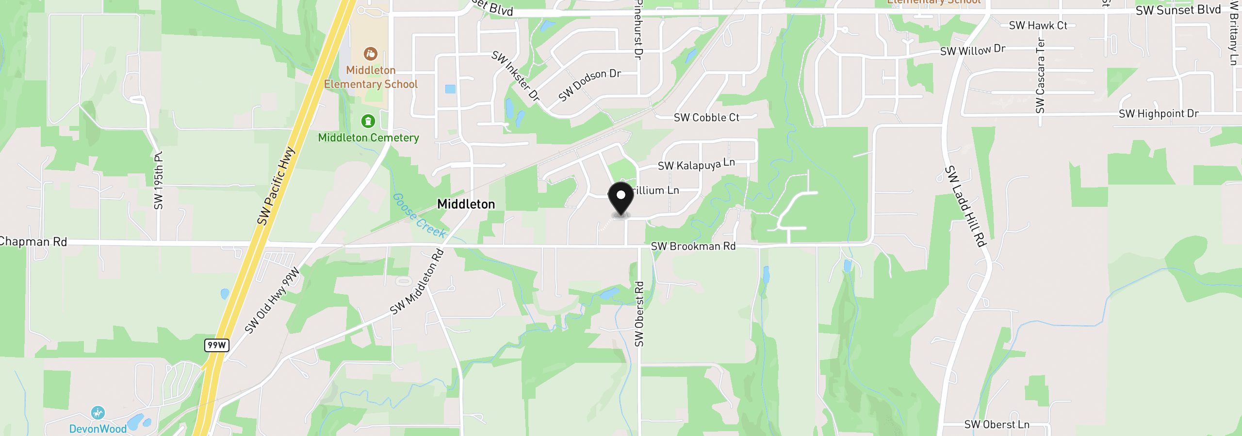 Map showing the location of 17619 SW Wapato Island Dr, Sherwood, OR 97140
