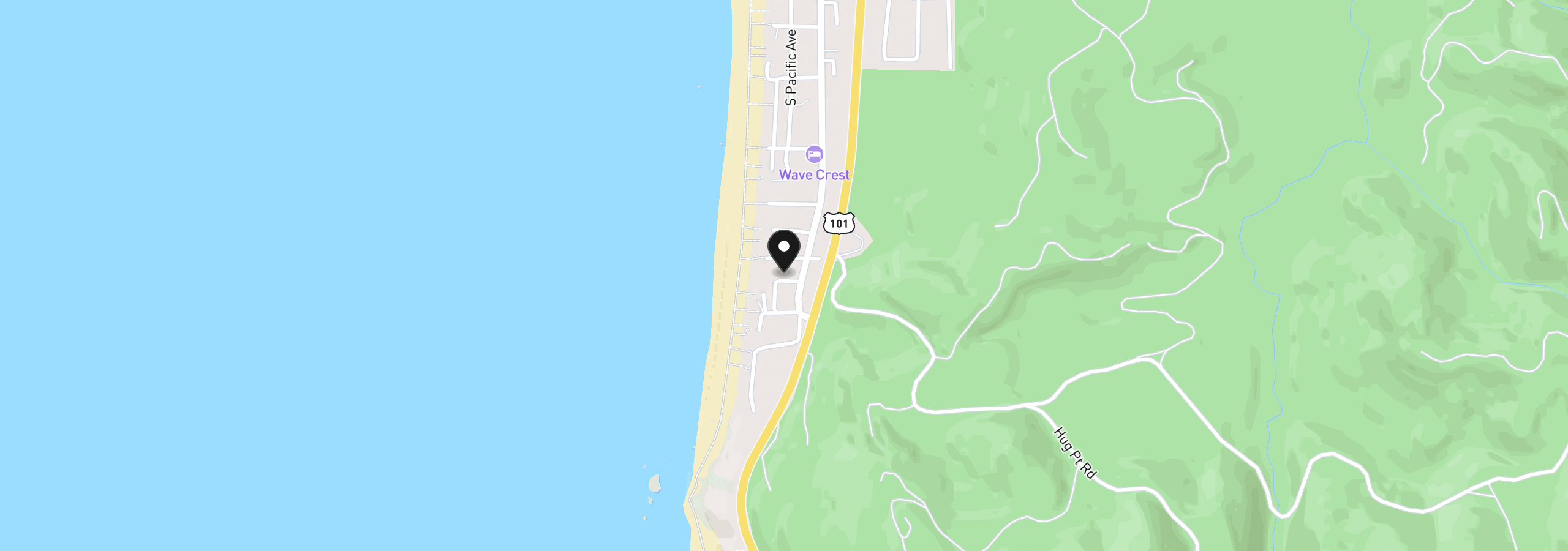 Map showing the location of 140 Watts Way, Cannon Beach, OR 97110