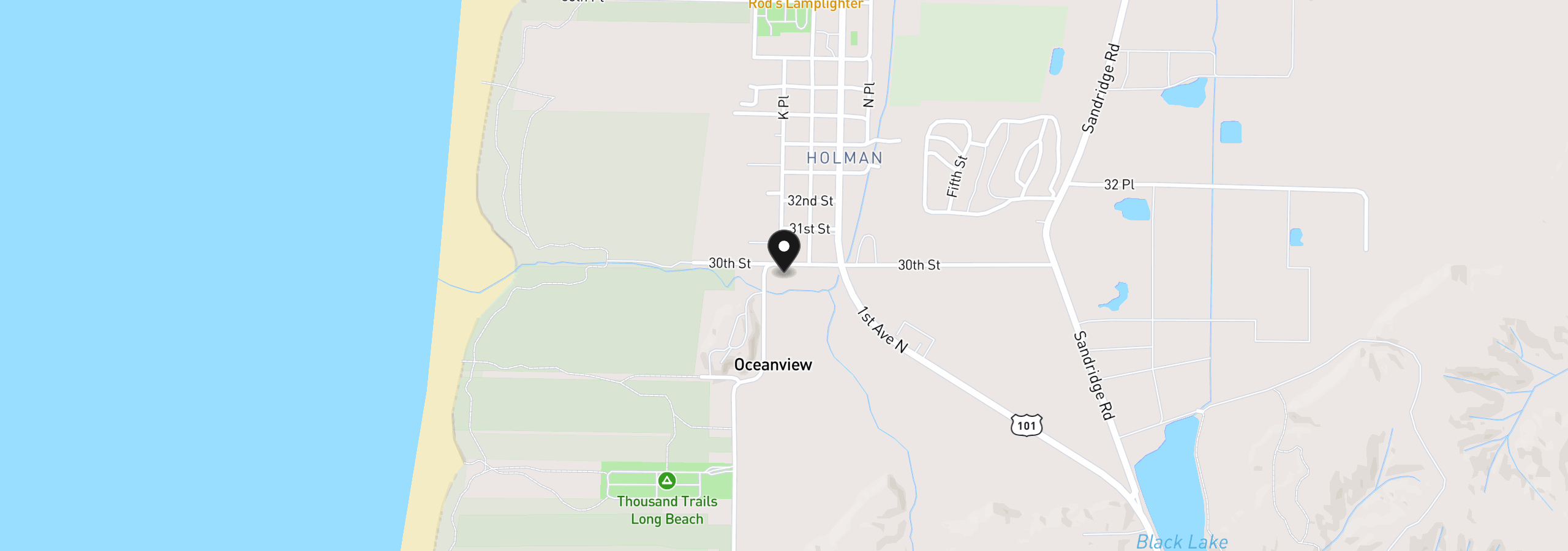 Map showing the location of 1106 30th St, Seaview, Wa 98644