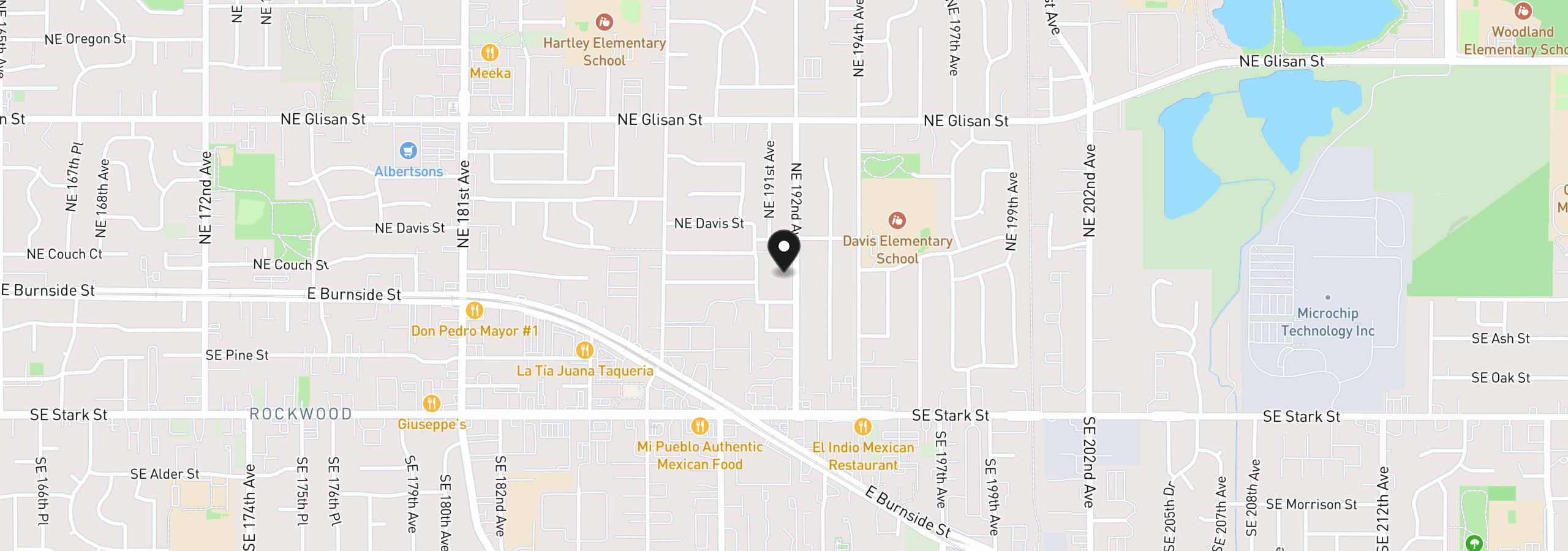 Map showing the location of 25 NE 192nd Ave, Portland, OR 97230