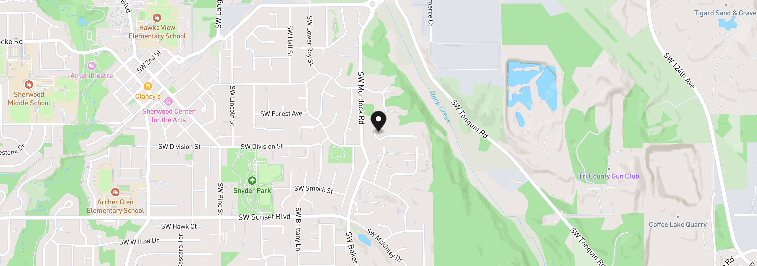 Map showing the location of 22924 SW Byers Lake Ter, Sherwood, OR 97140